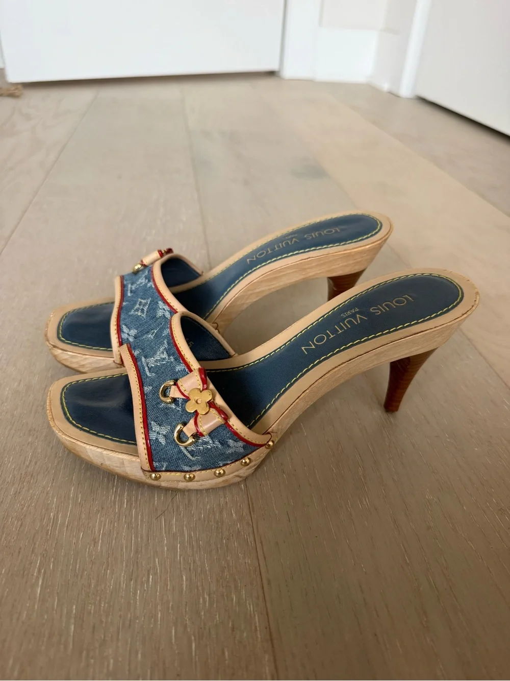2005 Vintage Louis Vuitton Denim Monogram Heels